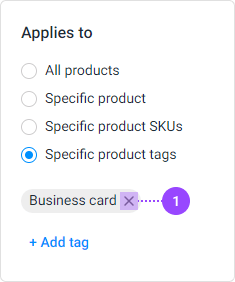 Applies to section with selected tag.