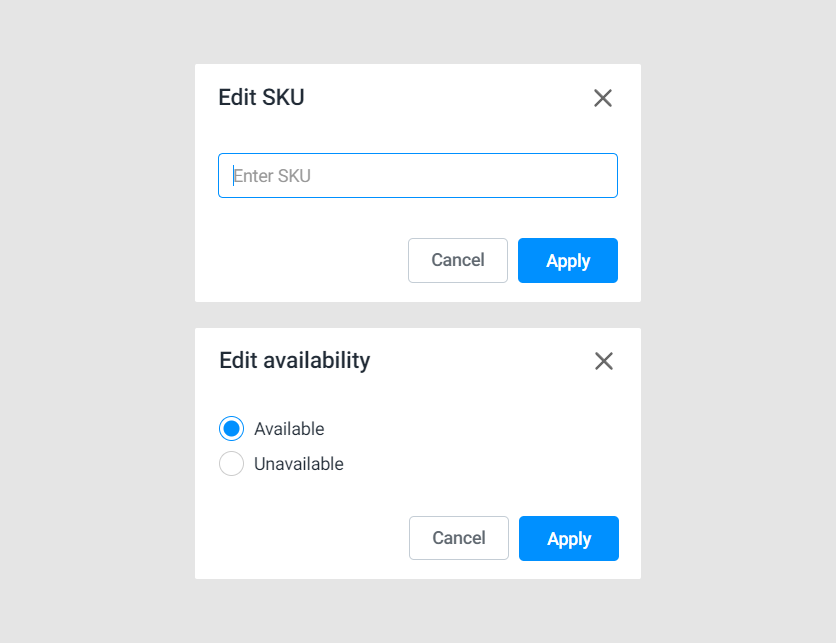 Edit SKU and availability.