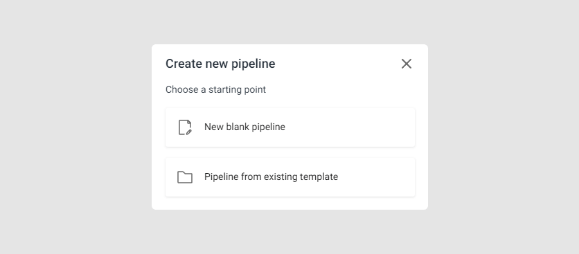 Creating new pipeline start point