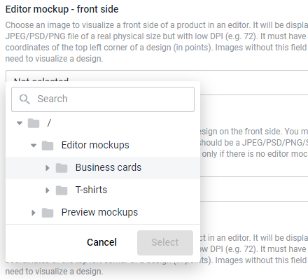 Defining editor mockups