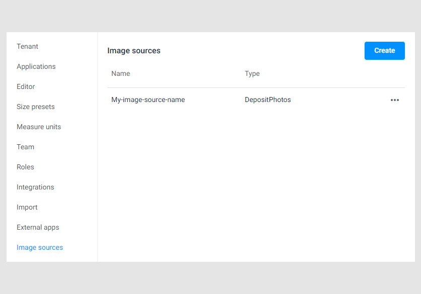 The Image Source tab in settings.