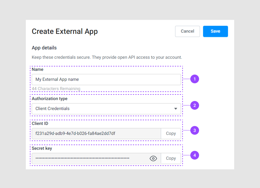 Creating a new external app.