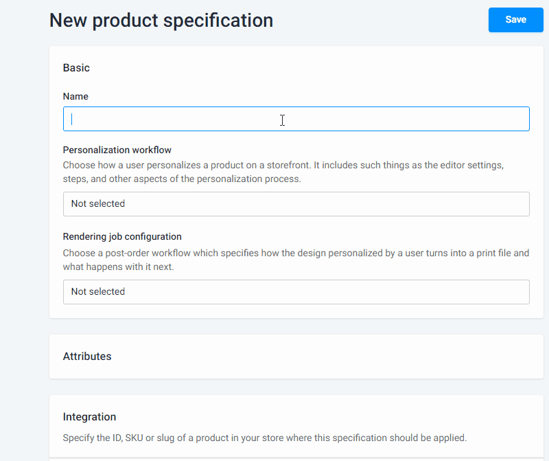 Attributes in Product Specification
