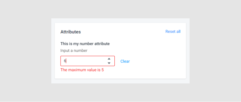 The maximum value for the number attribute.
