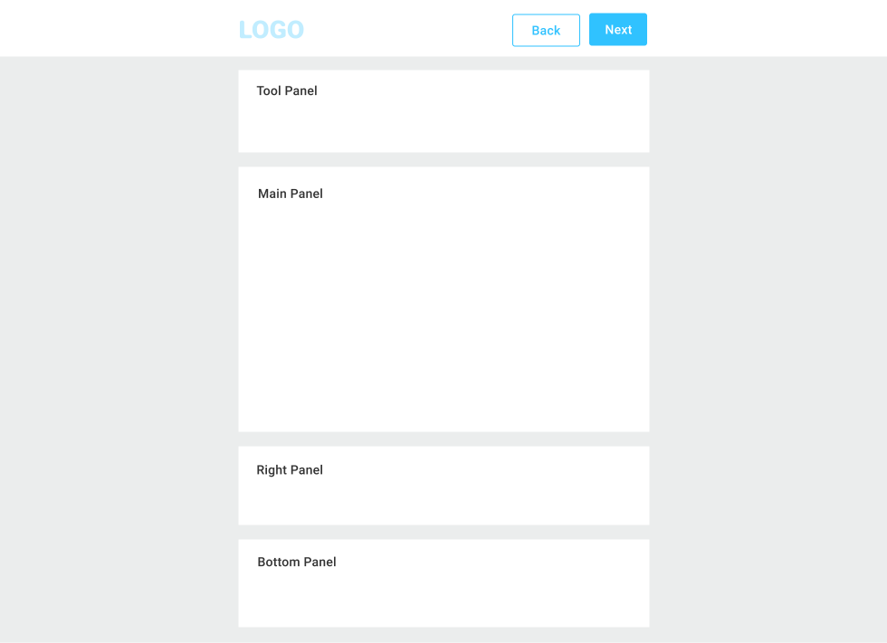 UI framework shows all the panels in the vertical mobile layout.