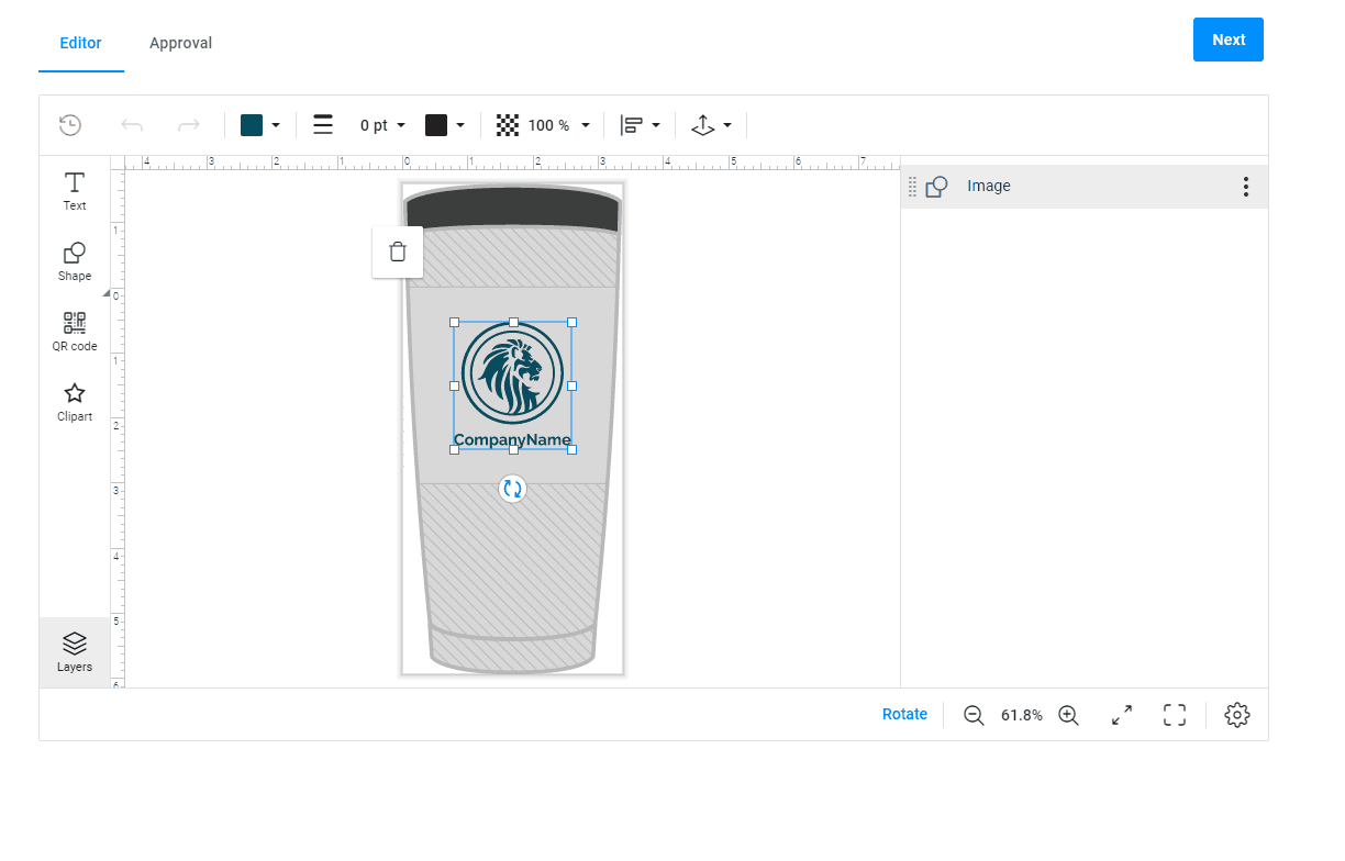 Personalization process for a tumbler