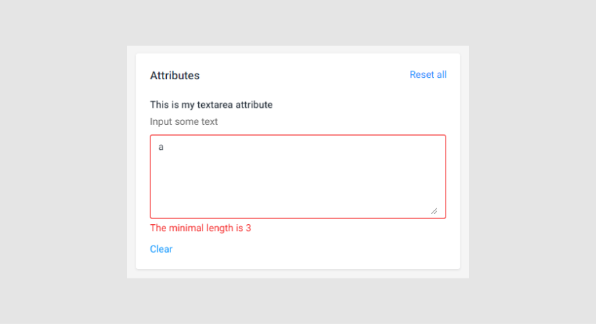 The textarea attribute minimal length validation.