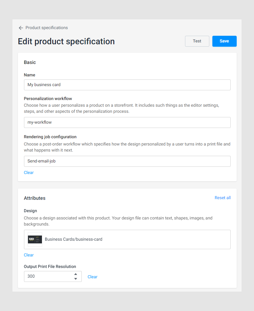 Attributes in Product Specification.