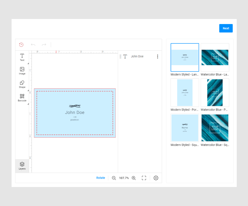 The PIM design selector widget.