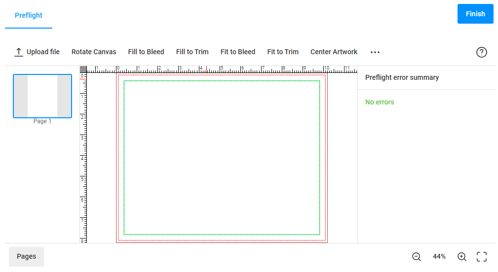 Bleed zone in the preflight widget.