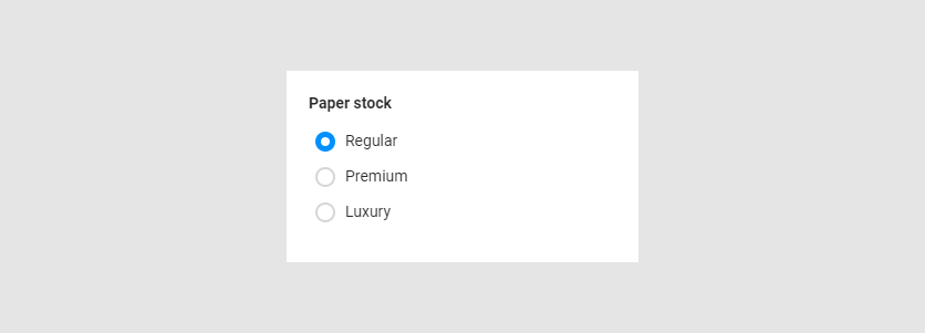 Option values are radio buttons.