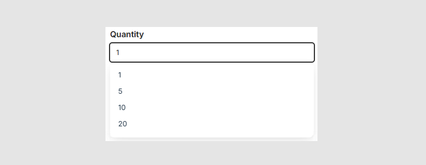 List view of quantity.