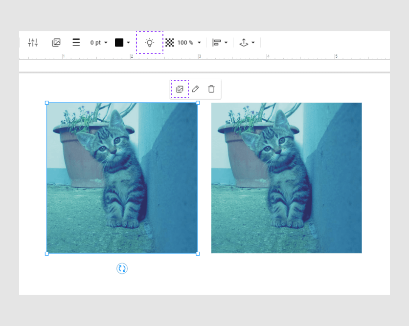 The verlay color on images in the Design Editor.