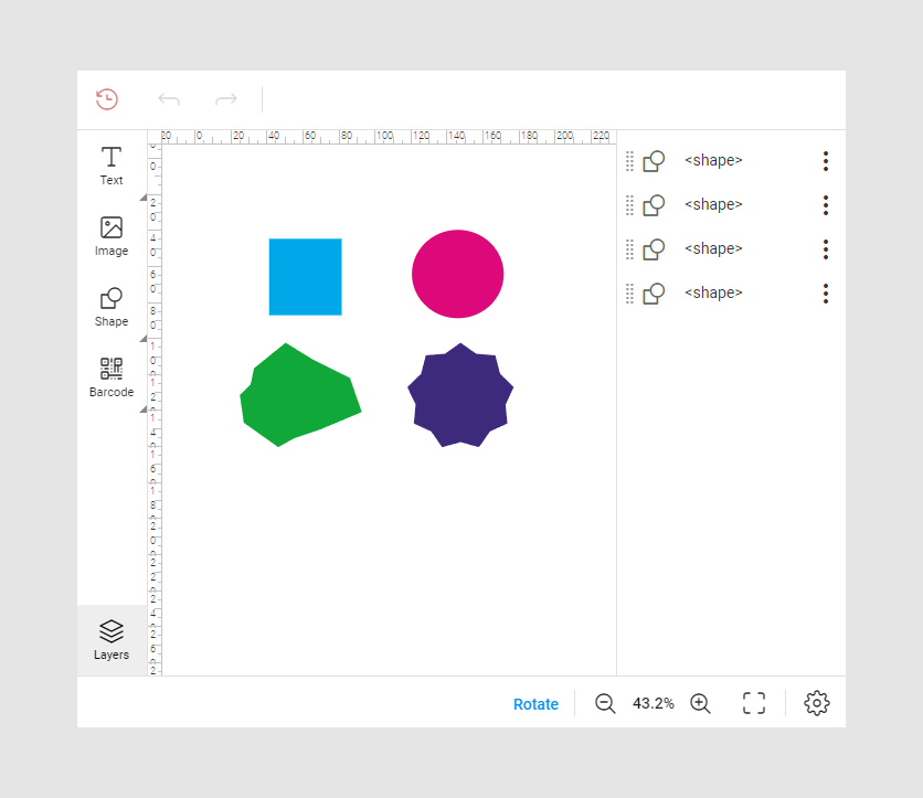 Shapes in the Design Editor.