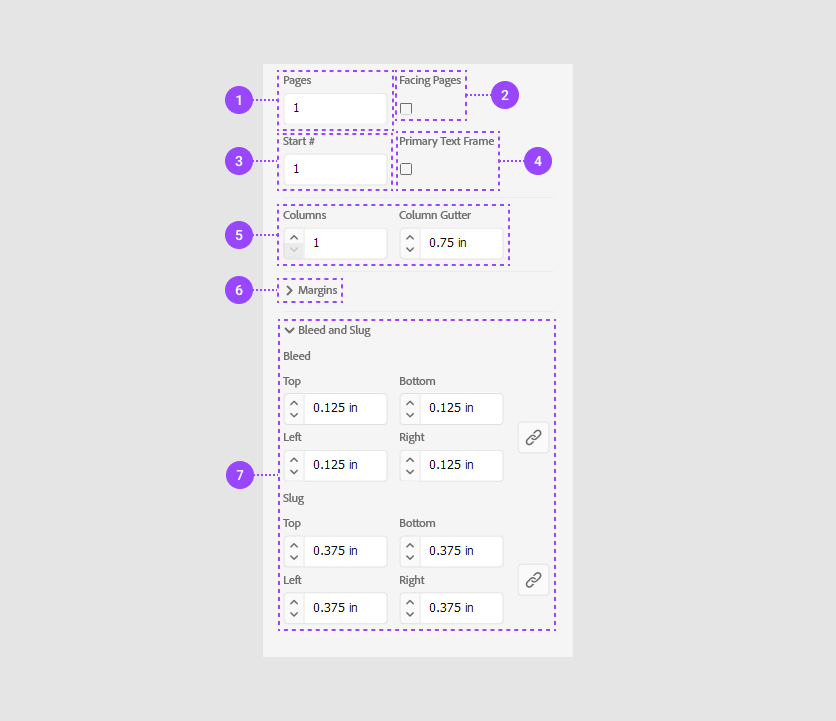 Additional settings for creating a new design.