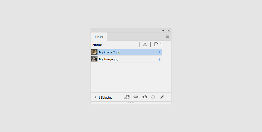 The Links panel in InDesign.