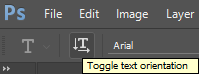 The Toggle text orientation option in Photoshop.