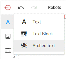 The Add arched text button.