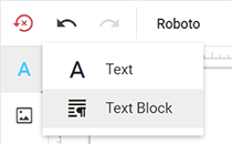 The Add text block button.