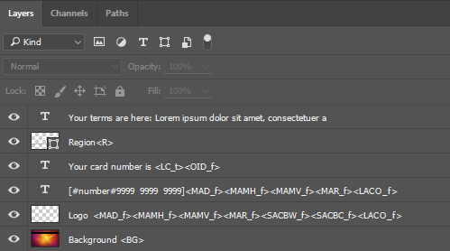 Specifying a region in PSD templates.