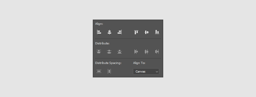 The alignment panel in Photoshop.