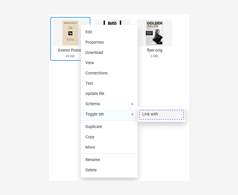 Linking a toggle set