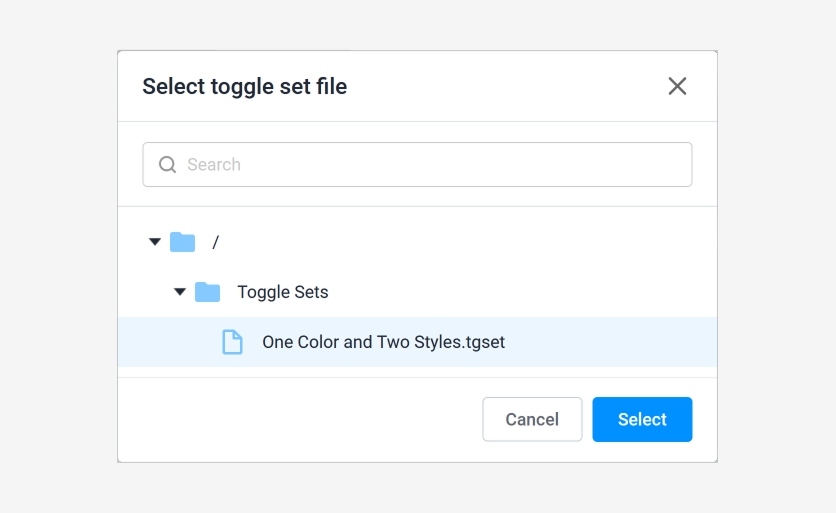 Selecting a toggle set
