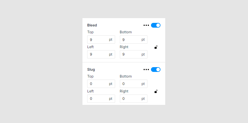 Bleed and slug areas.