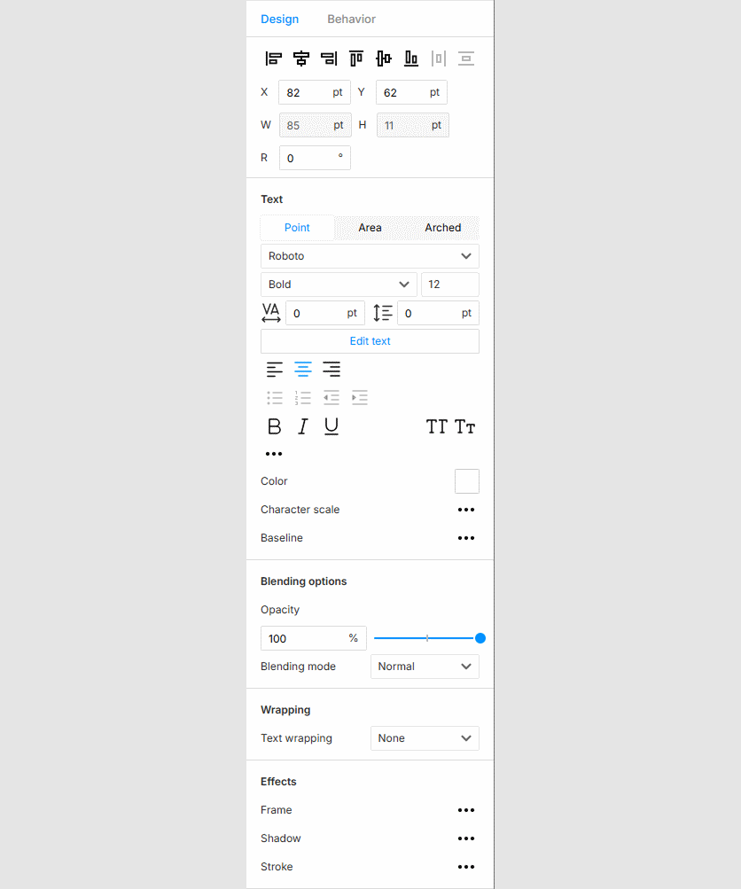 Text formatting properties