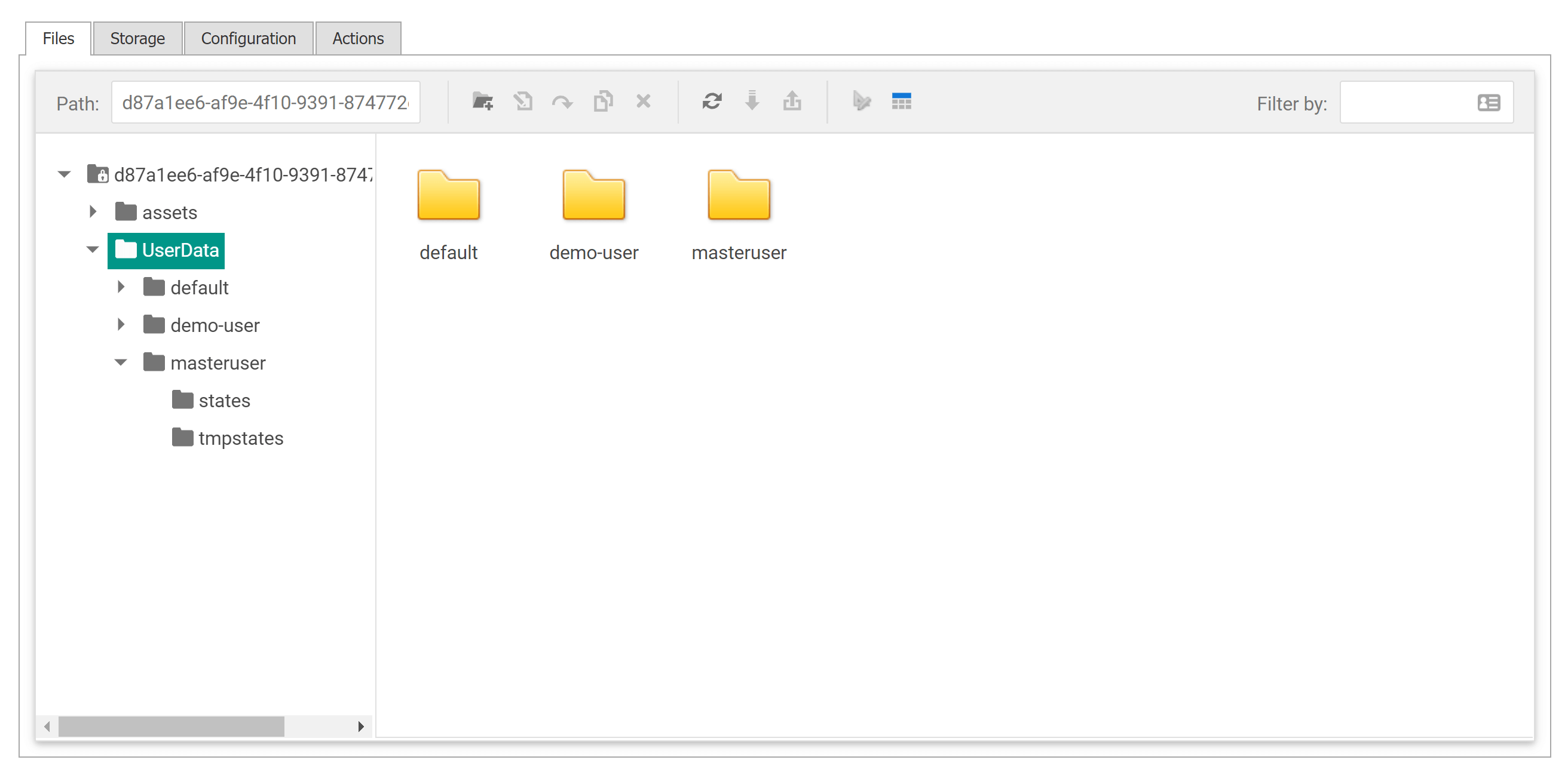 User data folder in a file manager