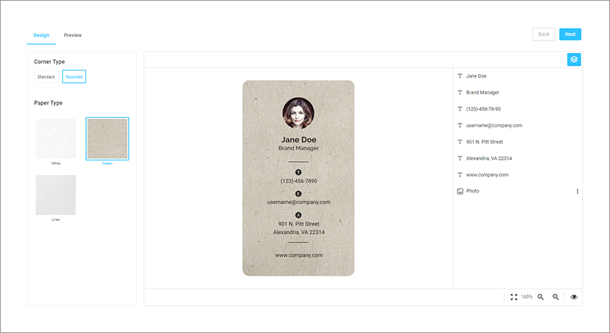 Vertical business card shopify demo