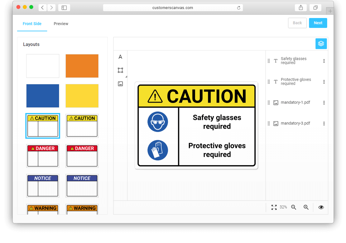 Standard safety signs screenshot 2