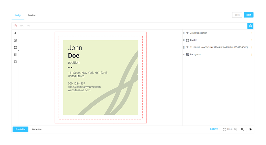 Square business card shopify demo