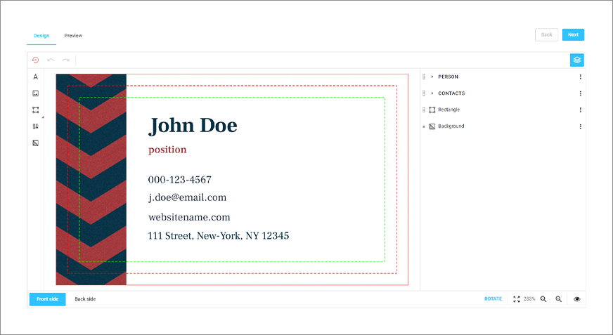 Business card design shopify demo