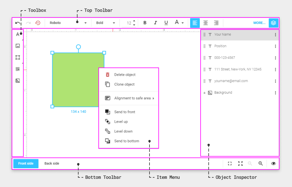 online editor interface