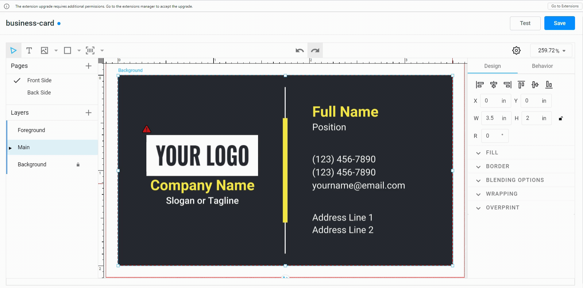 Scalable template editor