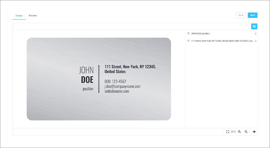 Metal business card
