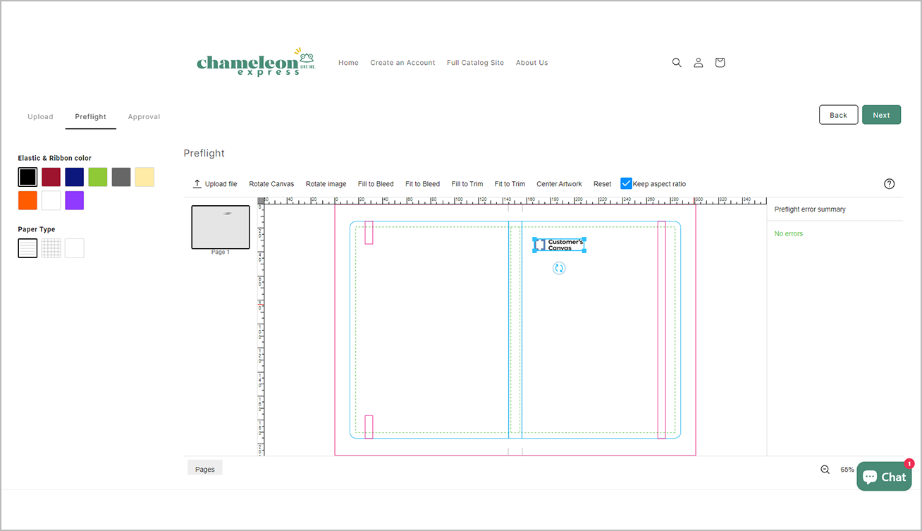 Preflight tool for uploading cover designs