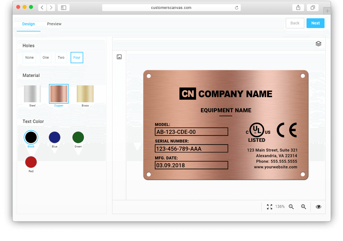 Equipment nameplate screenshot 2