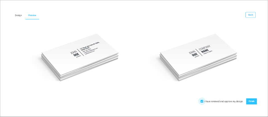 Stack of business cards shopify demo