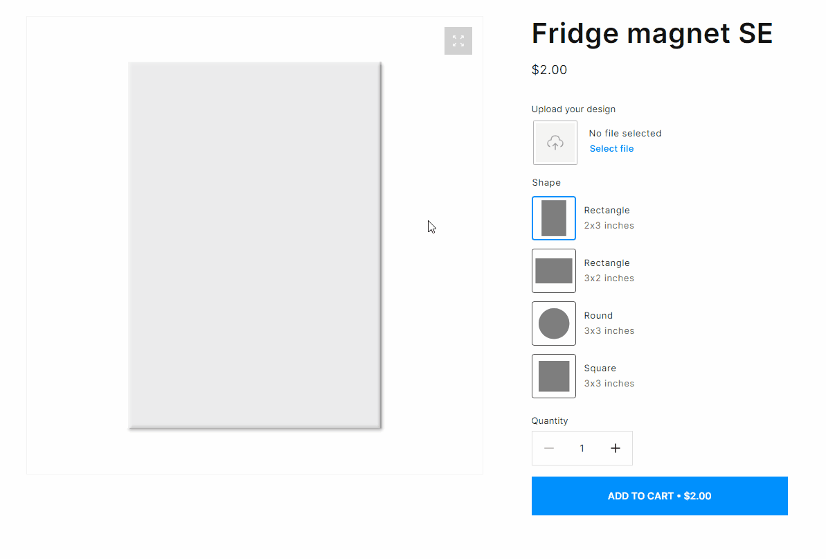 The magnet personalization with a placeholder and cropping tool
