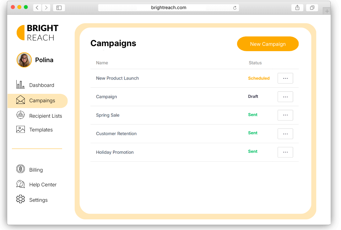 Example of an automated direct mail platform