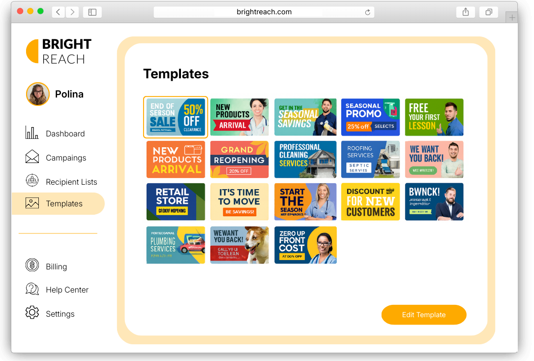 Editable template library